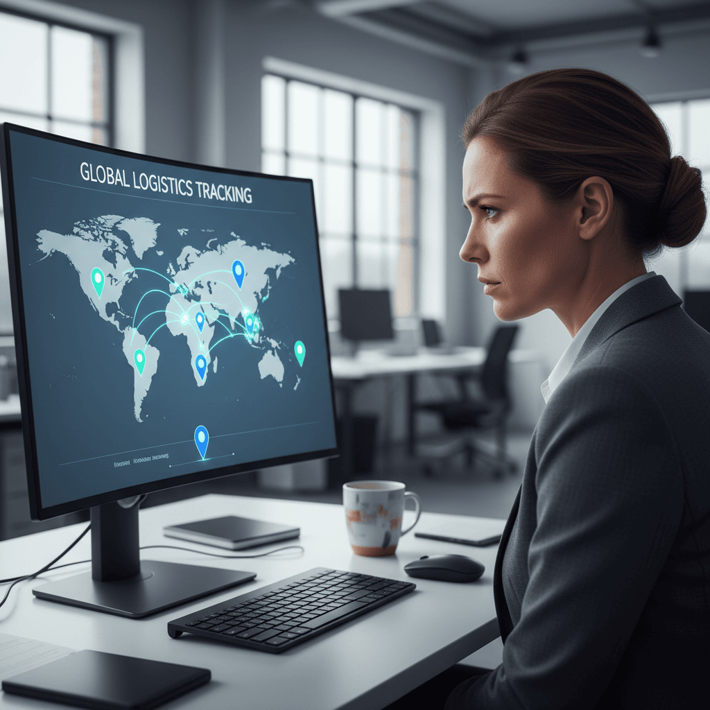 Shipping tracker displayed on computer monitor